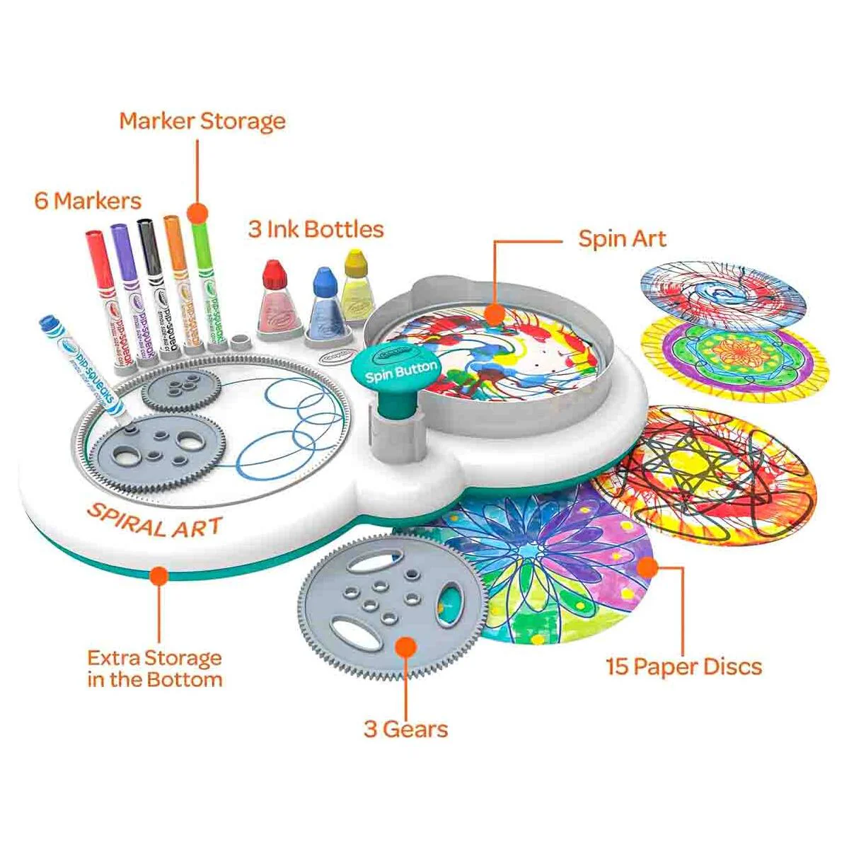 Crayola Spin and Spiral Art Station, Creative Spin Art & Spiral Drawing Kit, Ages 6+ - Image 4