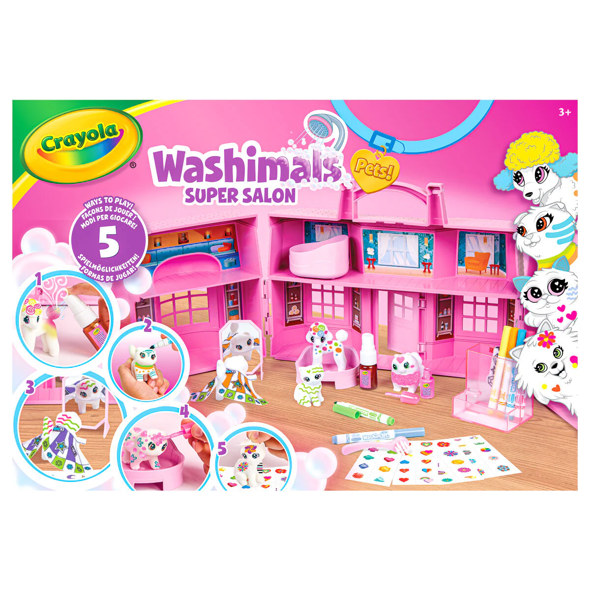 Crayola Washimals Pets Super Salon Set, Washable Pet Play & Styling Kit, Ages 3+