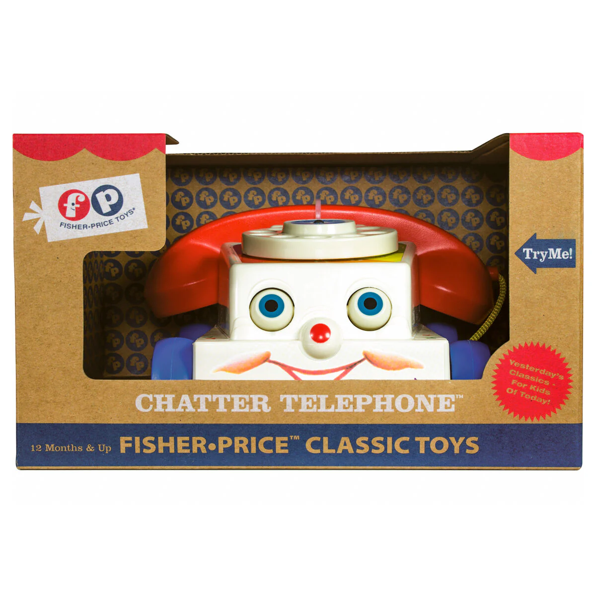 Fisher Price Classic Toys Chatter Phone,Pull Along Pretend Play Telephone, Ages 12 Months+