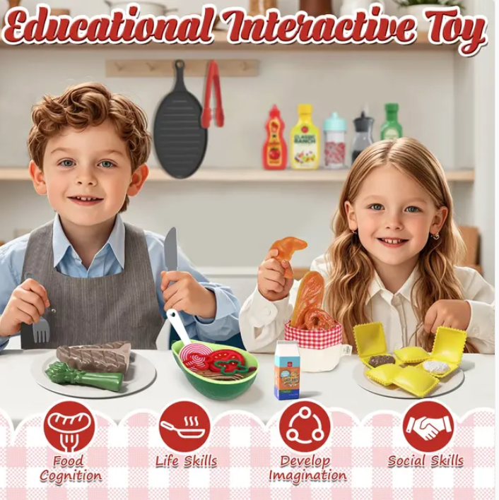 Castle Pretend Play Food Set – Realistic Kitchen Playset for Kids, BPA-Free Educational Toy for Ages 3–6 - Image 3